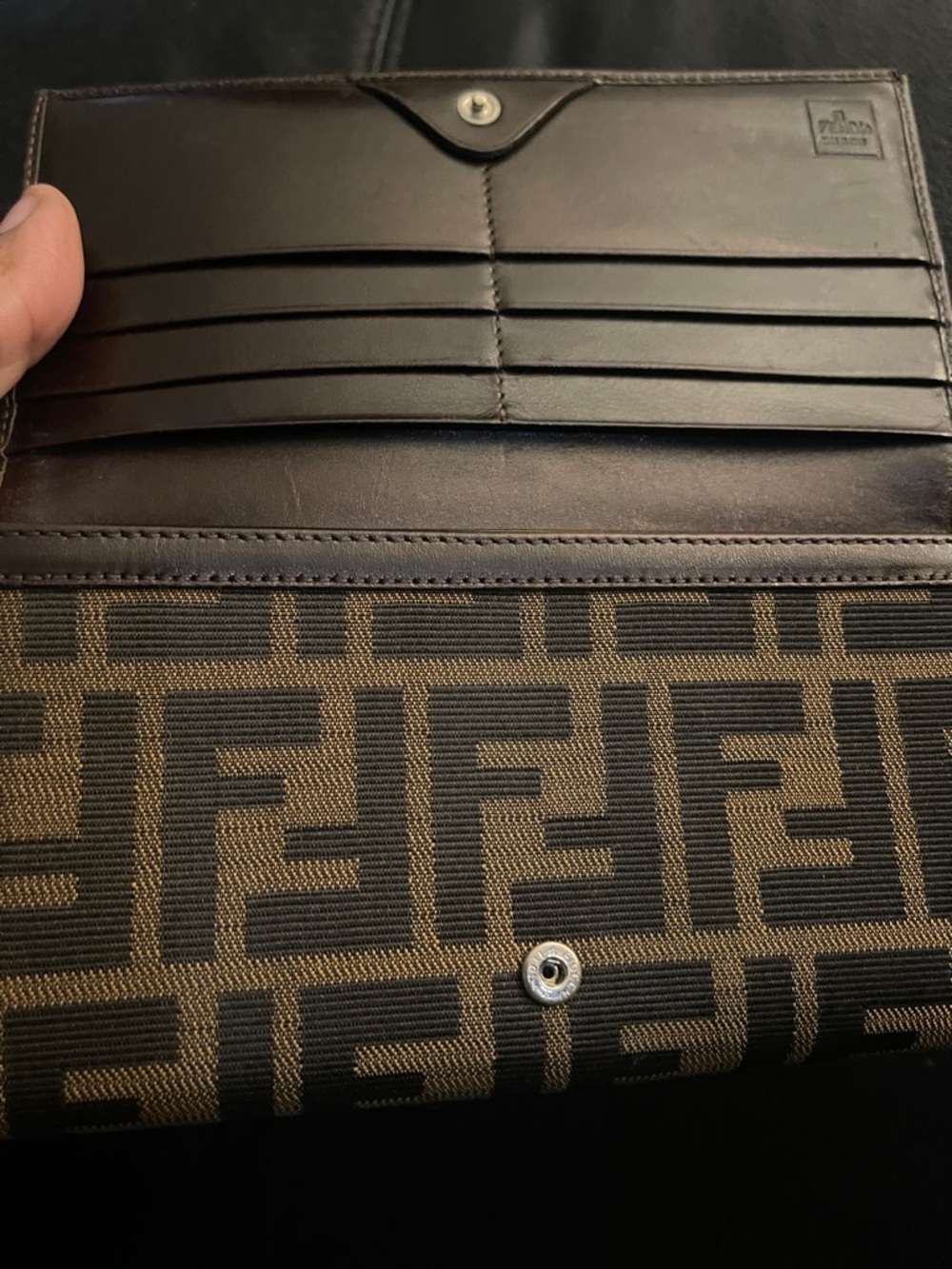 Vintage Fendi Brown Zucca Continental Canvas Long Bifold Wallet W/Entrupy COA - Picture 9 of 16
